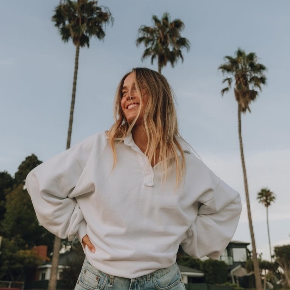 Daily Drills Collared Crewneck In White